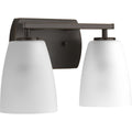 PROGRESS LIGHTING P300132-020 Antique Bronze Leap Collection Two-Light Antique Bronze Etched Glass Modern Bath Vanity Light