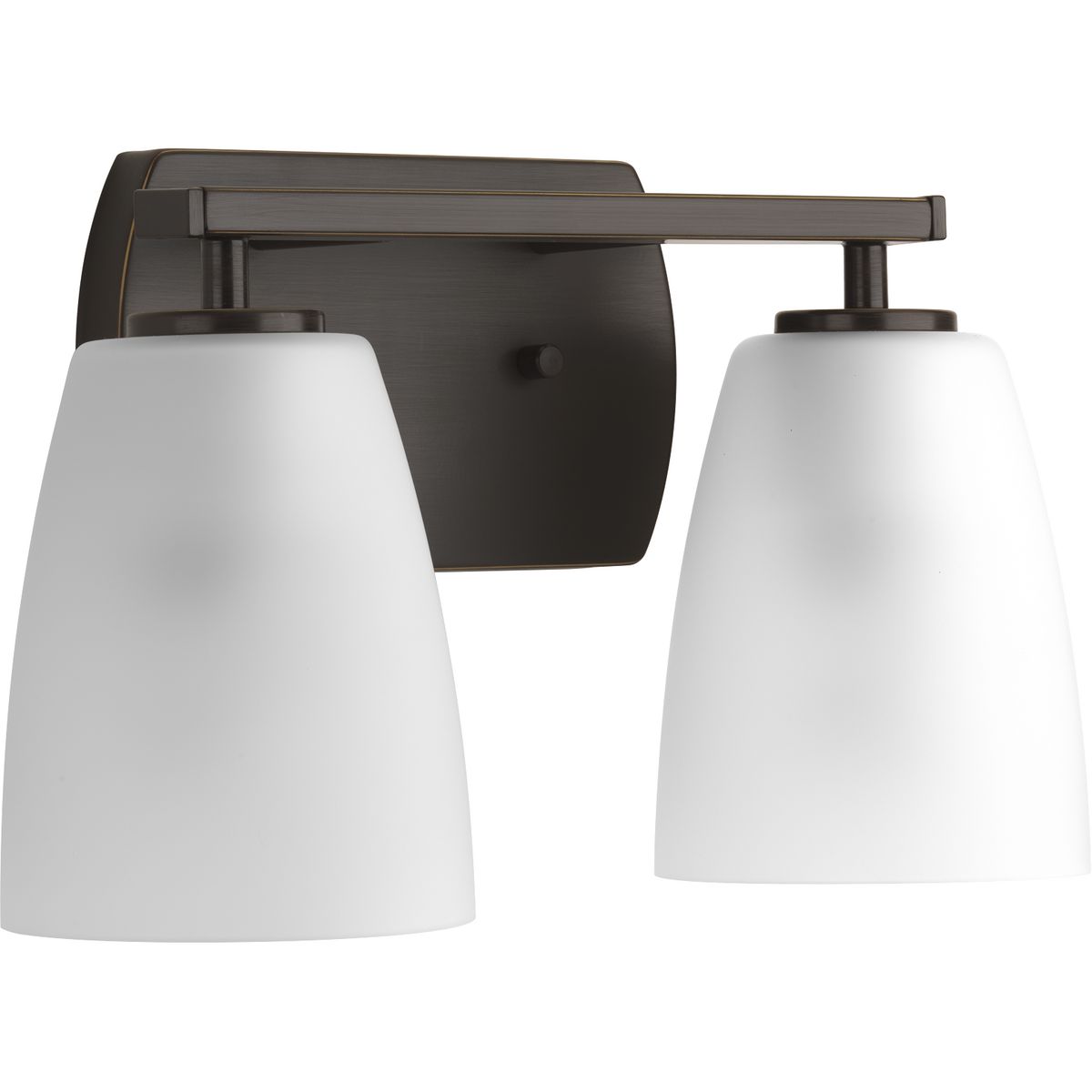 PROGRESS LIGHTING P300132-020 Antique Bronze Leap Collection Two-Light Antique Bronze Etched Glass Modern Bath Vanity Light