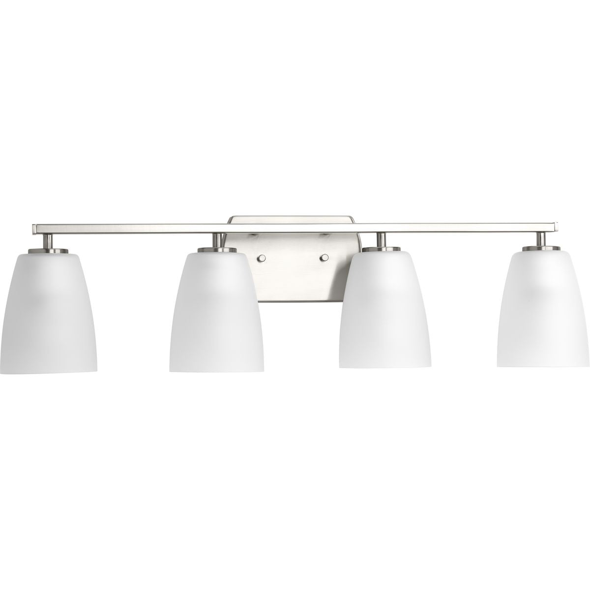 PROGRESS LIGHTING P300134-009 Brushed Nickel Leap Collection Four-Light Brushed Nickel Etched Glass Modern Bath Vanity Light