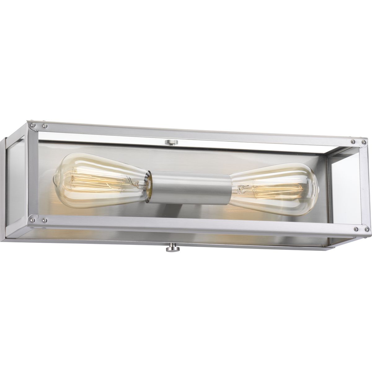 PROGRESS LIGHTING P300135-135 Stainless Steel Union Square Collection Two-Light Stainless Steel Clear Glass Coastal Bath Vanity Light
