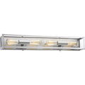 PROGRESS LIGHTING P300136-135 Stainless Steel Union Square Collection Four-Light Stainless Steel Clear Glass Coastal Bath Vanity Light
