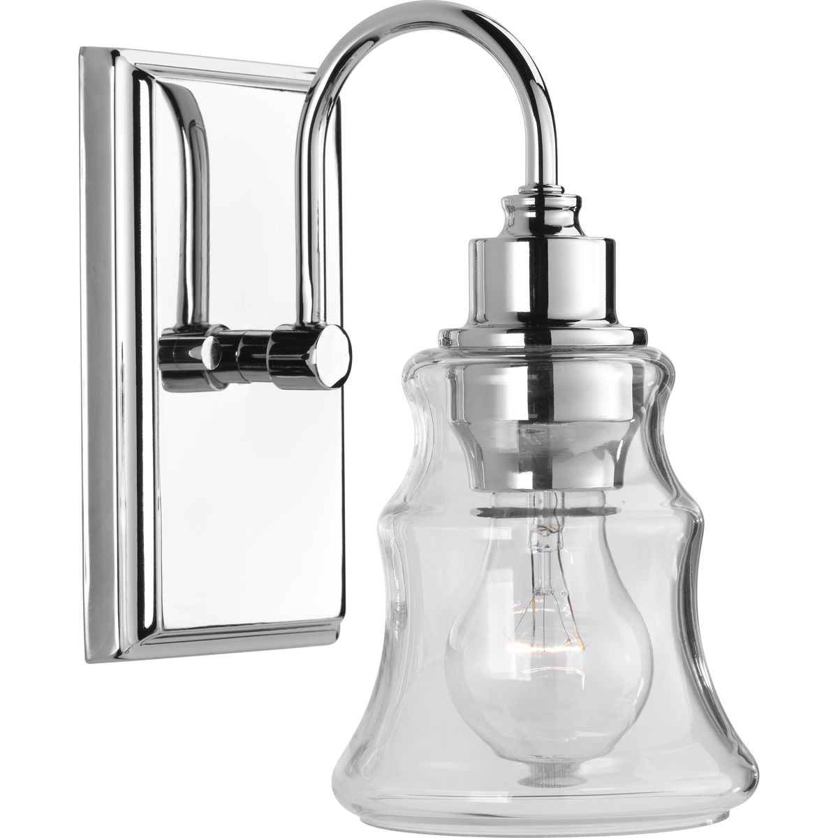 PROGRESS LIGHTING P300137-015 Polished Chrome Litchfield Collection One-Light Polished Chrome Clear Glass Coastal Bath Vanity Light