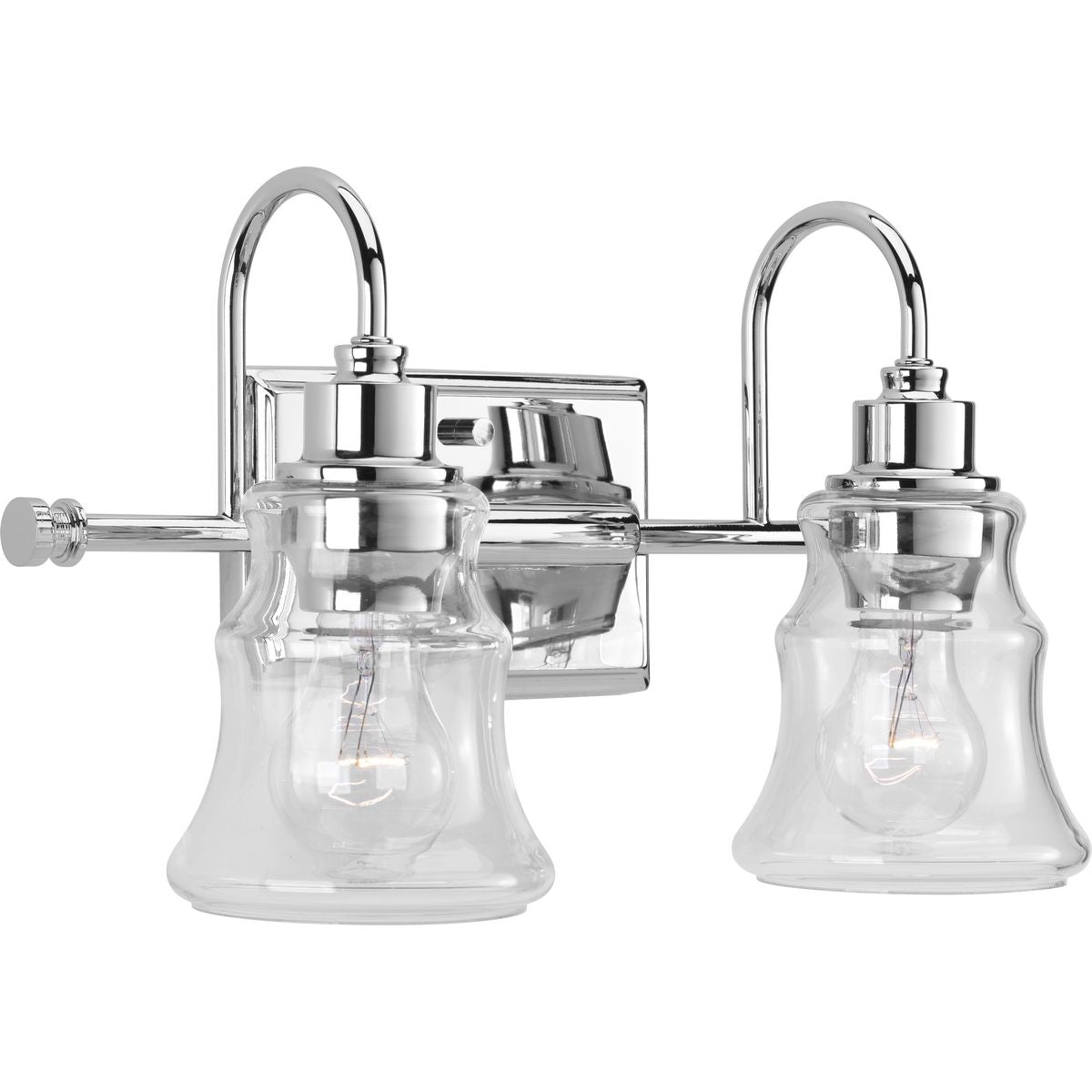 PROGRESS LIGHTING P300138-015 Polished Chrome Litchfield Collection Two-Light Polished Chrome Clear Glass Coastal Bath Vanity Light