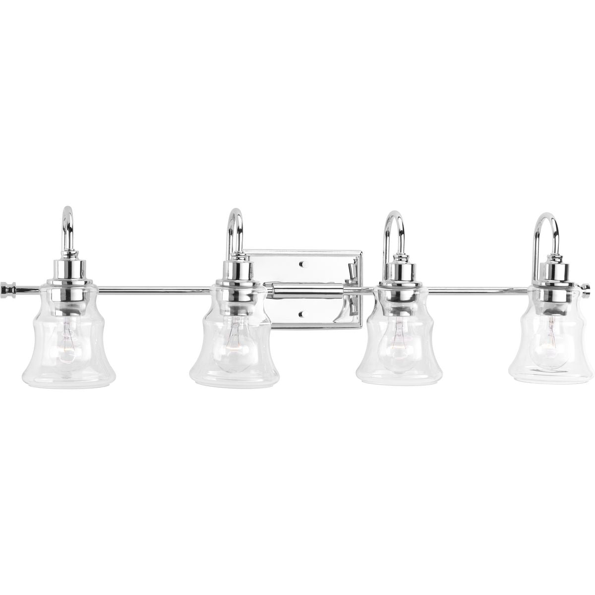 PROGRESS LIGHTING P300140-015 Polished Chrome Litchfield Collection Four-Light Polished Chrome Clear Glass Coastal Bath Vanity Light