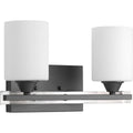 PROGRESS LIGHTING P300145-143 Graphite Dart Collection Two-Light Graphite Etched Glass Modern Bath Vanity Light