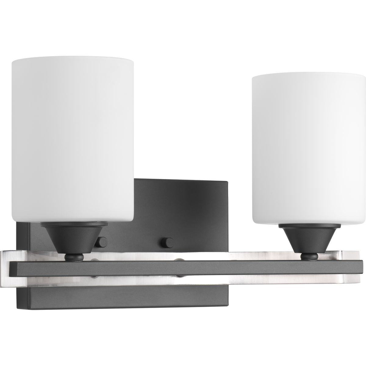 PROGRESS LIGHTING P300145-143 Graphite Dart Collection Two-Light Graphite Etched Glass Modern Bath Vanity Light
