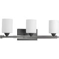 PROGRESS LIGHTING P300146-143 Graphite Dart Collection Three-Light Graphite Etched Glass Modern Bath Vanity Light
