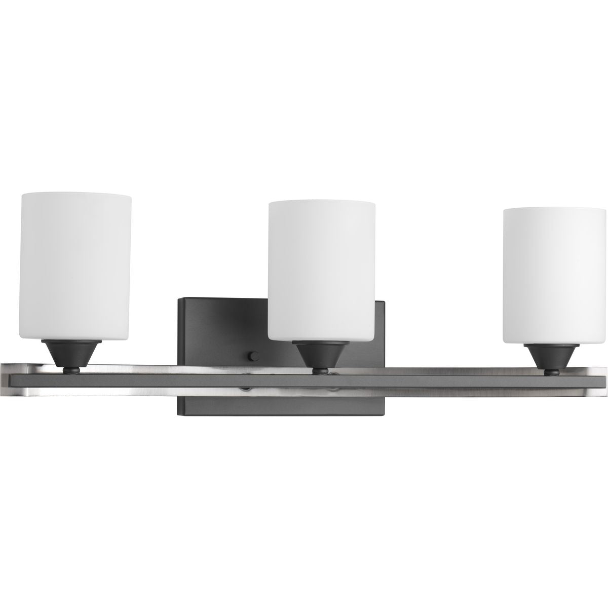PROGRESS LIGHTING P300146-143 Graphite Dart Collection Three-Light Graphite Etched Glass Modern Bath Vanity Light