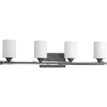 PROGRESS LIGHTING P300147-143 Graphite Dart Collection Four-Light Graphite Etched Glass Modern Bath Vanity Light