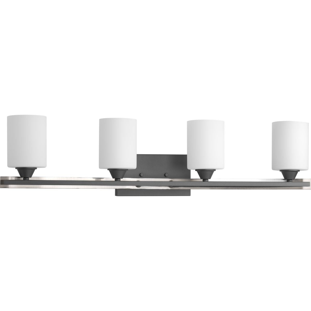 PROGRESS LIGHTING P300147-143 Graphite Dart Collection Four-Light Graphite Etched Glass Modern Bath Vanity Light