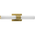 PROGRESS LIGHTING P300150-012-30 Satin Brass Blanco LED Collection 22" Satin Brass Etched White Glass Luxe Bath Vanity Light