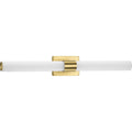 PROGRESS LIGHTING P300151-012-30 Satin Brass Blanco LED Collection 32" Satin Brass Etched White Glass Luxe Bath Vanity Light