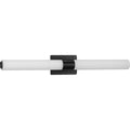 PROGRESS LIGHTING P300151-031-30 Matte Black Blanco LED Collection 32" Matte Black Etched White Glass Modern Bath Vanity Light
