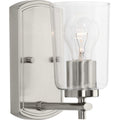 PROGRESS LIGHTING P300154-009 Brushed Nickel Adley Collection One-Light Brushed Nickel Clear Glass New Traditional Bath Vanity Light