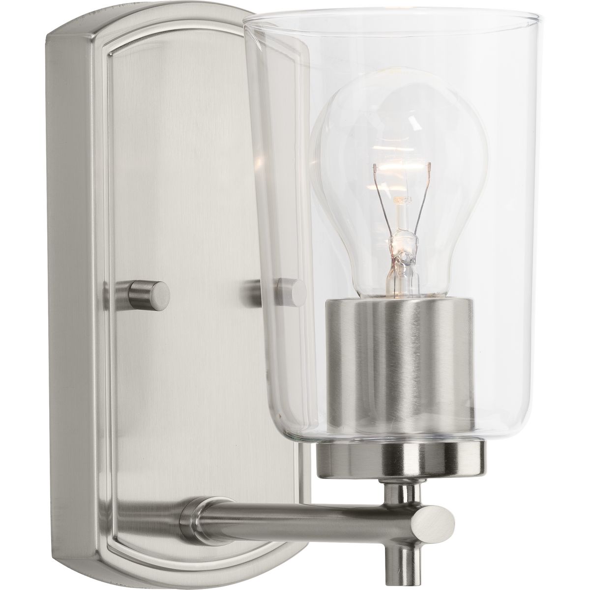 PROGRESS LIGHTING P300154-009 Brushed Nickel Adley Collection One-Light Brushed Nickel Clear Glass New Traditional Bath Vanity Light
