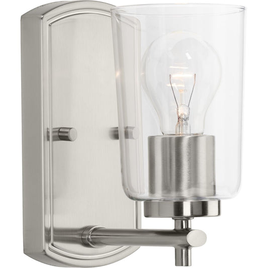 PROGRESS LIGHTING P300154-009 Brushed Nickel Adley Collection One-Light Brushed Nickel Clear Glass New Traditional Bath Vanity Light