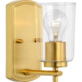 PROGRESS LIGHTING P300154-012 Satin Brass Adley Collection One-Light Satin Brass Clear Glass New Traditional Bath Vanity Light