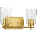 PROGRESS LIGHTING P300155-012 Satin Brass Adley Collection Two-Light Satin Brass Clear Glass New Traditional Bath Vanity Light