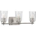 PROGRESS LIGHTING P300156-009 Brushed Nickel Adley Collection Three-Light Brushed Nickel Clear Glass New Traditional Bath Vanity Light