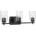 PROGRESS LIGHTING P300156-031 Matte Black Adley Collection Three-Light Matte Black Clear Glass New Traditional Bath Vanity Light