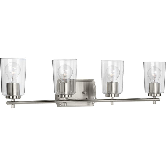 PROGRESS LIGHTING P300157-009 Brushed Nickel Adley Collection Four-Light Brushed Nickel Clear Glass New Traditional Bath Vanity Light