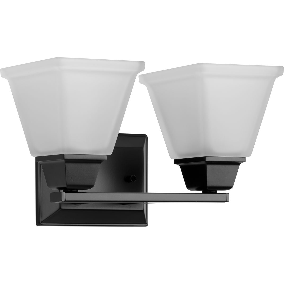 PROGRESS LIGHTING P300159-31M Matte Black Clifton Heights Collection Two-Light Modern Farmhouse Matte Black Etched Glass Bath Vanity Light