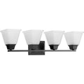 PROGRESS LIGHTING P300161-31M Matte Black Clifton Heights Collection Four-Light Modern Farmhouse Matte Black Etched Glass Bath Vanity Light