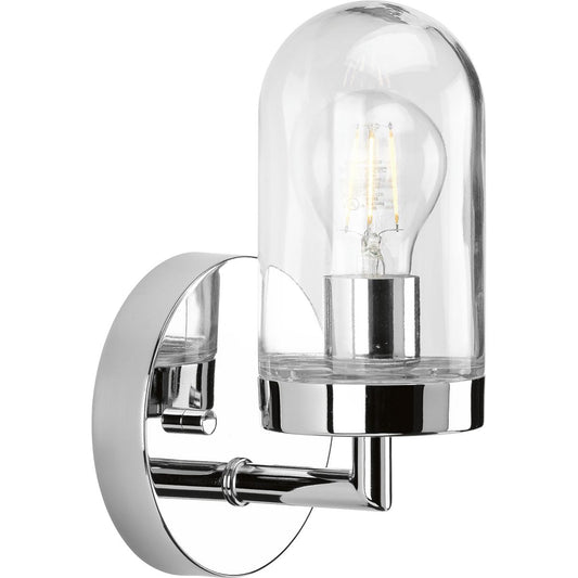 PROGRESS LIGHTING P300174-015 Polished Chrome Signal Collection One-Light Polished Chrome Clear Glass Coastal Bath Vanity Light