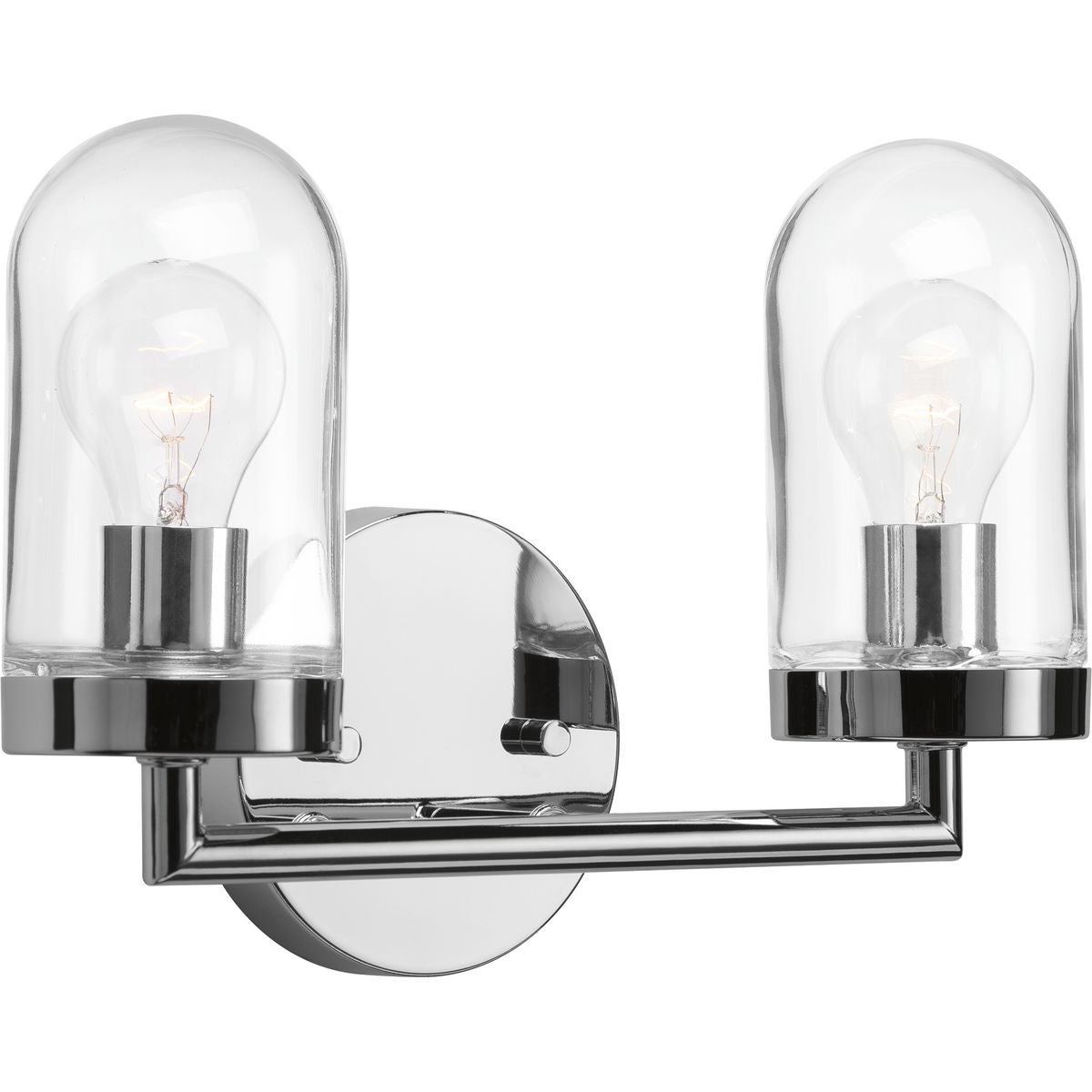 PROGRESS LIGHTING P300175-015 Polished Chrome Signal Collection Two-Light Polished Chrome Clear Glass Coastal Bath Vanity Light