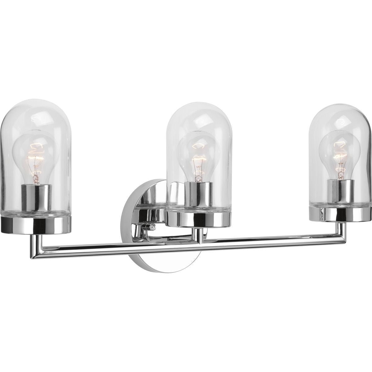 PROGRESS LIGHTING P300176-015 Polished Chrome Signal Collection Three-Light Polished Chrome Clear Glass Coastal Bath Vanity Light