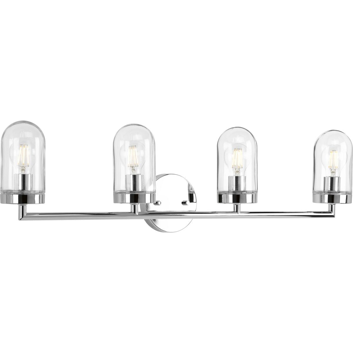 PROGRESS LIGHTING P300177-015 Polished Chrome Signal Collection Four-Light Polished Chrome Clear Glass Coastal Bath Vanity Light