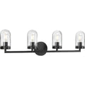 PROGRESS LIGHTING P300177-143 Graphite Signal Collection Four-Light Graphite Clear Glass Coastal Bath Vanity Light