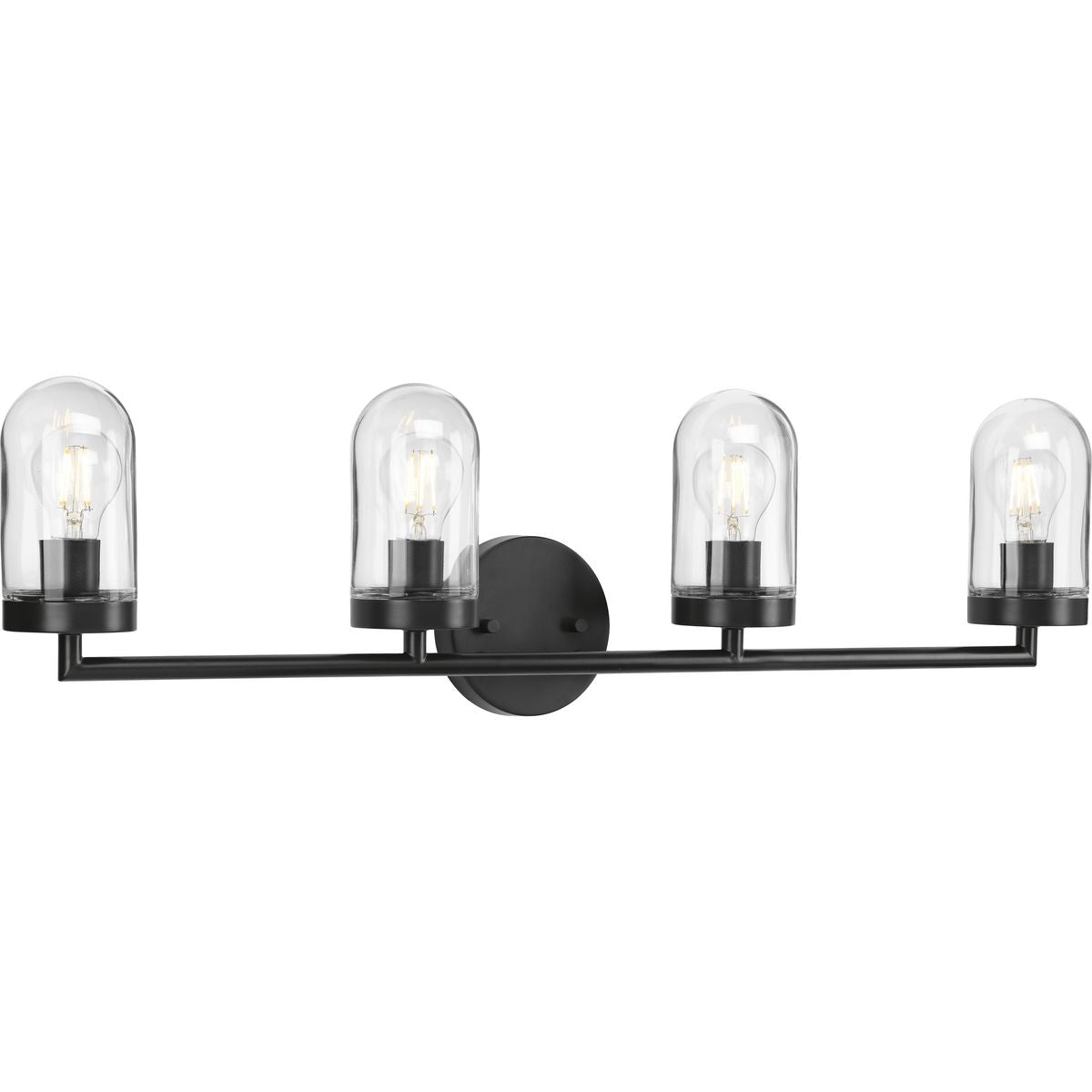 PROGRESS LIGHTING P300177-143 Graphite Signal Collection Four-Light Graphite Clear Glass Coastal Bath Vanity Light