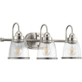 PROGRESS LIGHTING P300180-009 Brushed Nickel Saluda Collection Three-Light Bath & Vanity