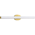 PROGRESS LIGHTING P300184-012-30 Satin Brass Parallel LED Collection 32" Satin Brass Etched White Glass Mid-Century Modern Bath Vanity Light