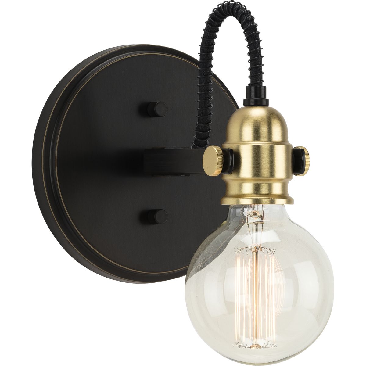 PROGRESS LIGHTING P300189-020 Antique Bronze Axle Collection One-Light Antique Bronze Vintage Style Bath Vanity Wall Light