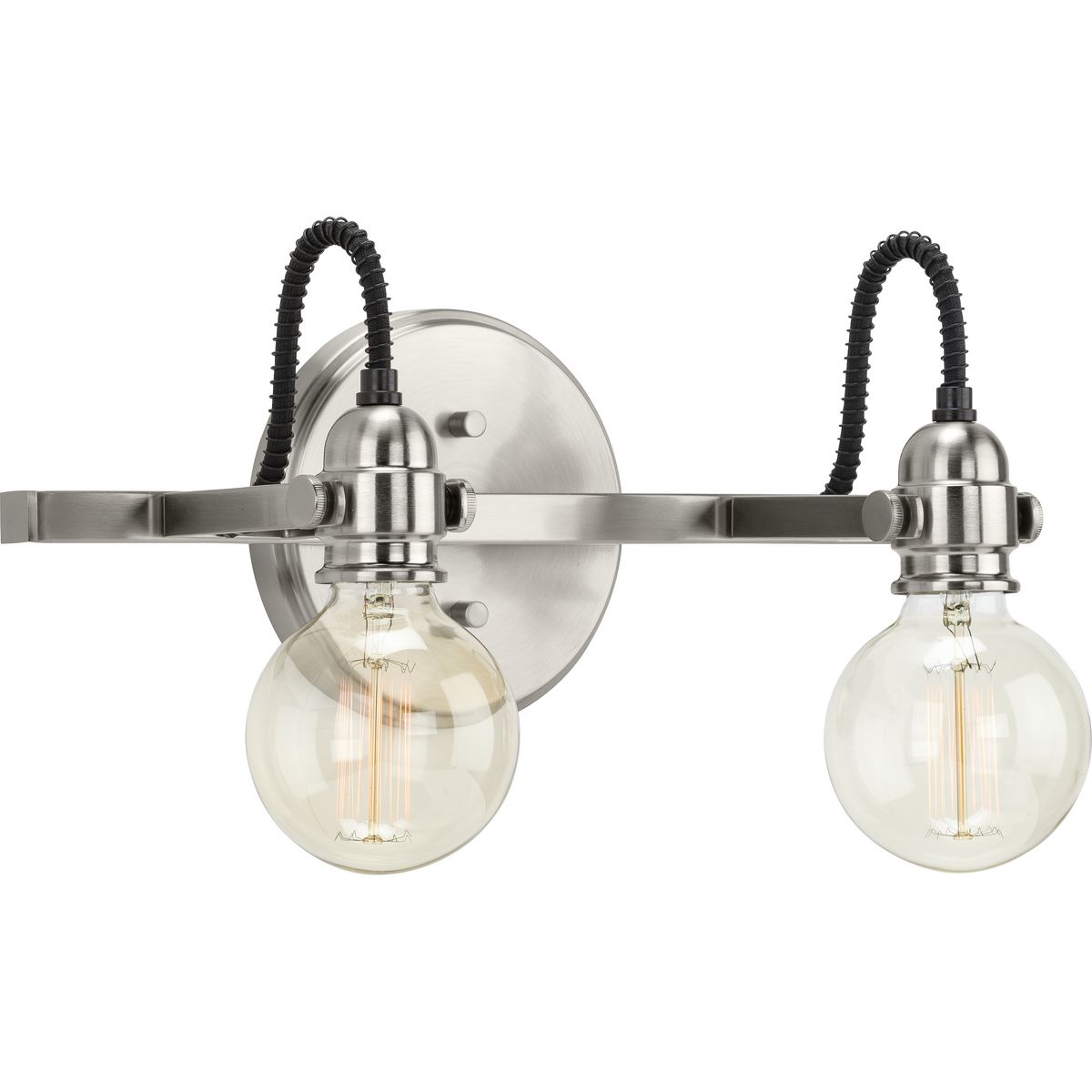 PROGRESS LIGHTING P300190-009 Brushed Nickel Axle Collection Two-Light Brushed Nickel Vintage Style Bath Vanity Wall Light