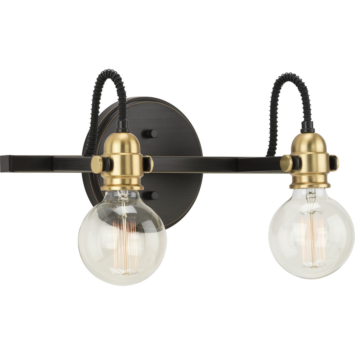 PROGRESS LIGHTING P300190-020 Antique Bronze Axle Collection Two-Light Antique Bronze Vintage Style Bath Vanity Wall Light