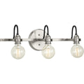 PROGRESS LIGHTING P300191-009 Brushed Nickel Axle Collection Three-Light Brushed Nickel Vintage Style Bath Vanity Wall Light