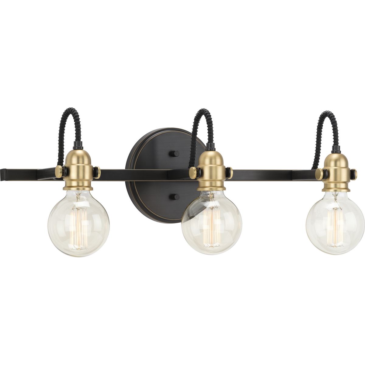 PROGRESS LIGHTING P300191-020 Antique Bronze Axle Collection Three-Light Antique Bronze Vintage Style Bath Vanity Wall Light
