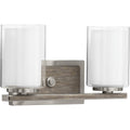 PROGRESS LIGHTING P300216-009 Brushed Nickel Mast Collection Two-Light Brushed Nickel Clear Glass Coastal Bath Vanity Light