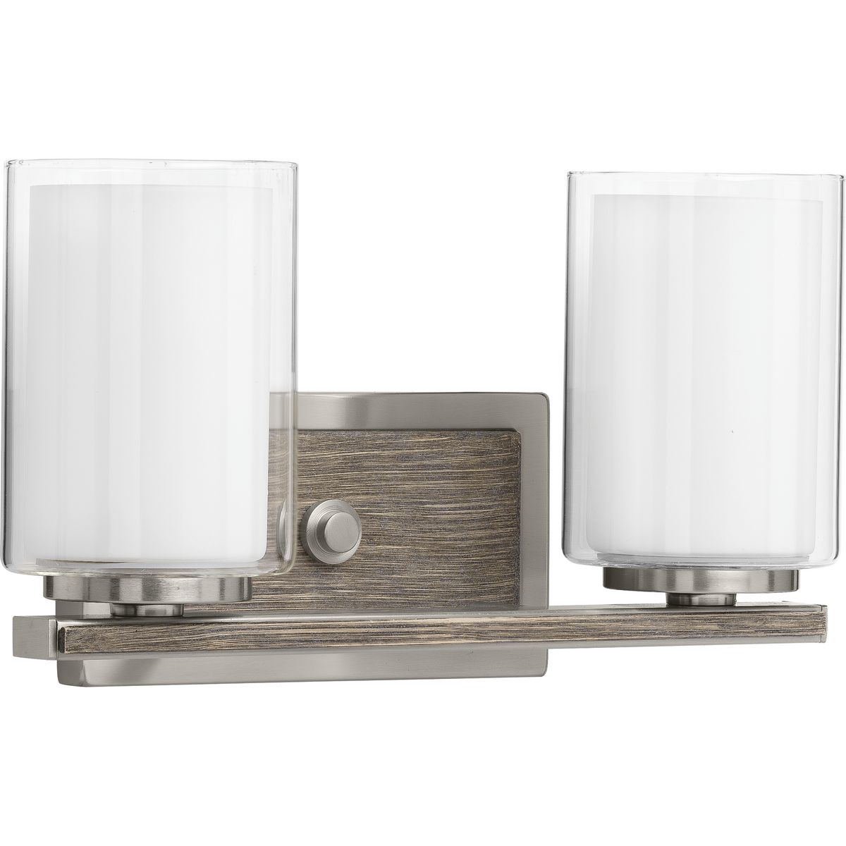 PROGRESS LIGHTING P300216-009 Brushed Nickel Mast Collection Two-Light Brushed Nickel Clear Glass Coastal Bath Vanity Light
