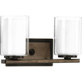 PROGRESS LIGHTING P300216-020 Antique Bronze Mast Collection Two-Light Antique Bronze Clear Glass Coastal Bath Vanity Light