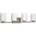 PROGRESS LIGHTING P300218-009 Brushed Nickel Mast Collection Four-Light Brushed Nickel Clear Glass Coastal Bath Vanity Light