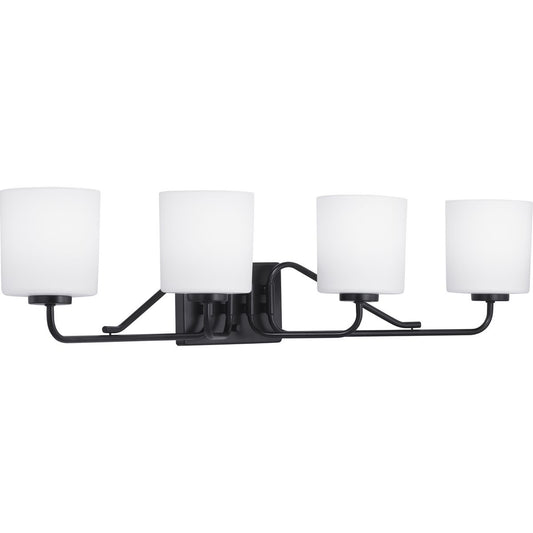 PROGRESS LIGHTING P300221-031 Matte Black Tobin Collection Four-Light Bath & Vanity