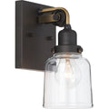 PROGRESS LIGHTING P300226-143 Graphite Rushton Collection One-Light Graphite Clear Glass Farmhouse Bath Vanity Light