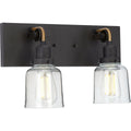 PROGRESS LIGHTING P300227-143 Graphite Rushton Collection Two-Light Graphite Clear Glass Farmhouse Bath Vanity Light