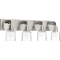 PROGRESS LIGHTING P300229-009 Brushed Nickel Rushton Collection Four-Light Brushed Nickel Clear Glass Farmhouse Bath Vanity Light