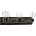 PROGRESS LIGHTING P300231-020 Antique Bronze Briarwood Collection Three-Light Antique Bronze Clear Glass Coastal Bath Vanity Light