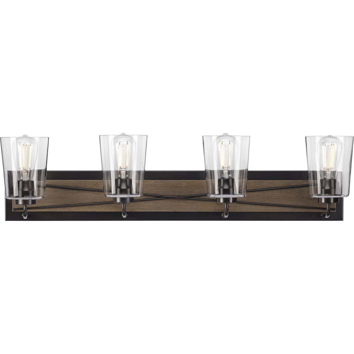 PROGRESS LIGHTING P300232-020 Antique Bronze Briarwood Collection Four-Light Antique Bronze Clear Glass Coastal Bath Vanity Light